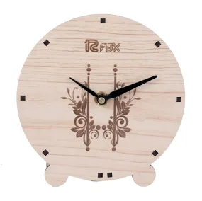 12 Fox Round Wooden Table Desk Clock for Living Room Study Room Home Decor and Gifting Made of Maple Wood