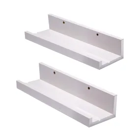 12 Inch White Floating Shelves - Set Of 2 Rustic Wood Floating Shelves - Wall