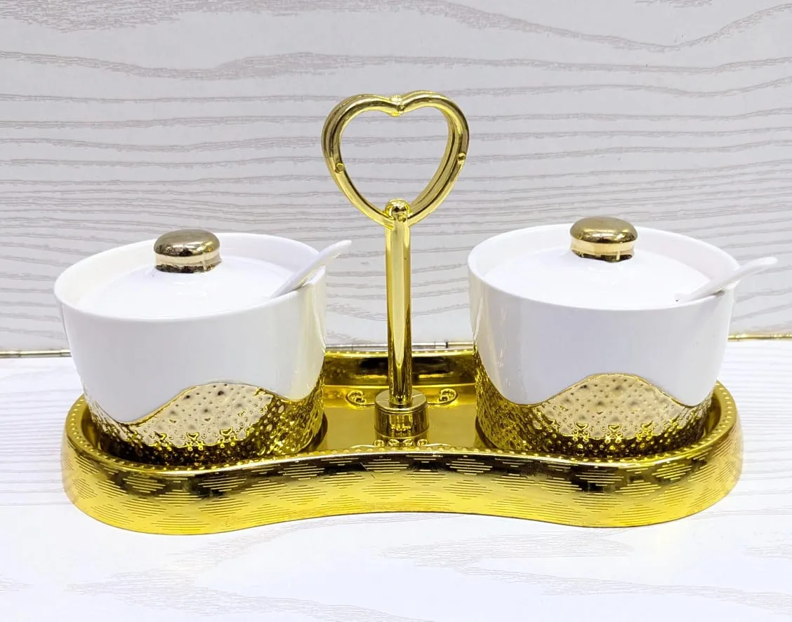 2 pcs Ceramic Sugar Dishes with stand