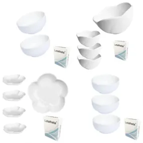 3 Pcs Shaped Porcelain Soy Sauce Dish, Ceramic Dip Dipping Bowls White for Dinner Baking BBQ and Cooking