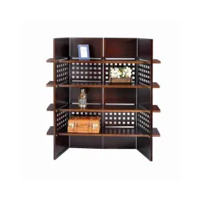 4 Shelf Wooden Bookcase Room Divider With Cutout Design, Brown By Benzara