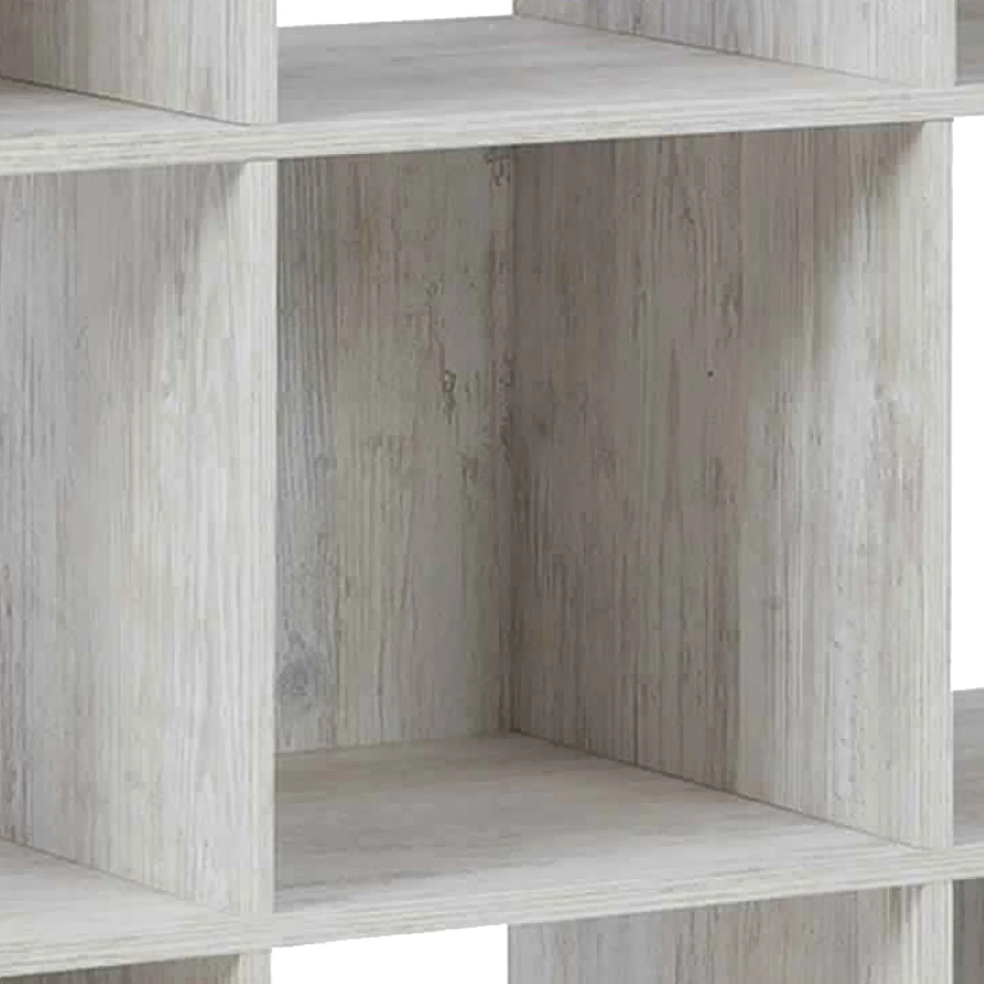 9 Cube Wooden Organizer With Grain Details Washed White By Benzara