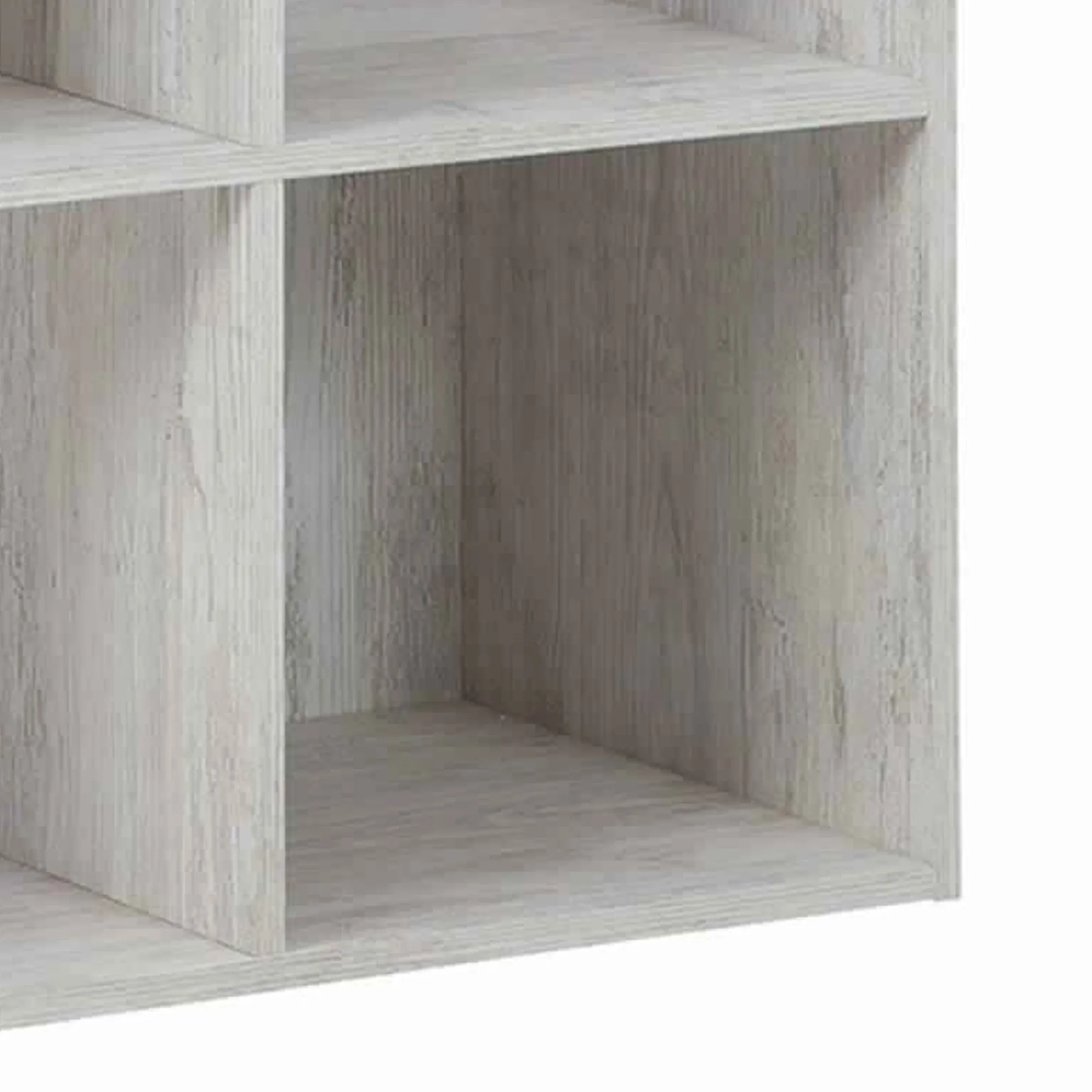 9 Cube Wooden Organizer With Grain Details Washed White By Benzara