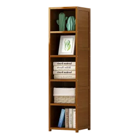 Adjustable Bamboo Shelf Bookcase Display Rack, 5 Shelves