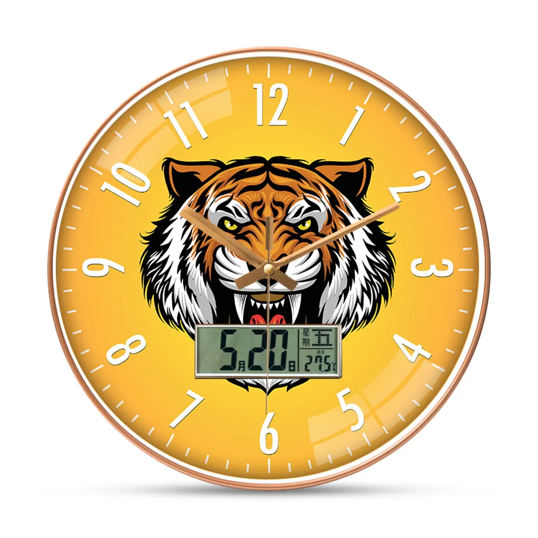 Angary tiger head wall clock