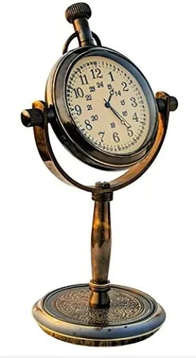 Antique Brass Table Clock Vintage Battery Operated Analog Hanging Push Button Desk Clock for Home & Office Decor