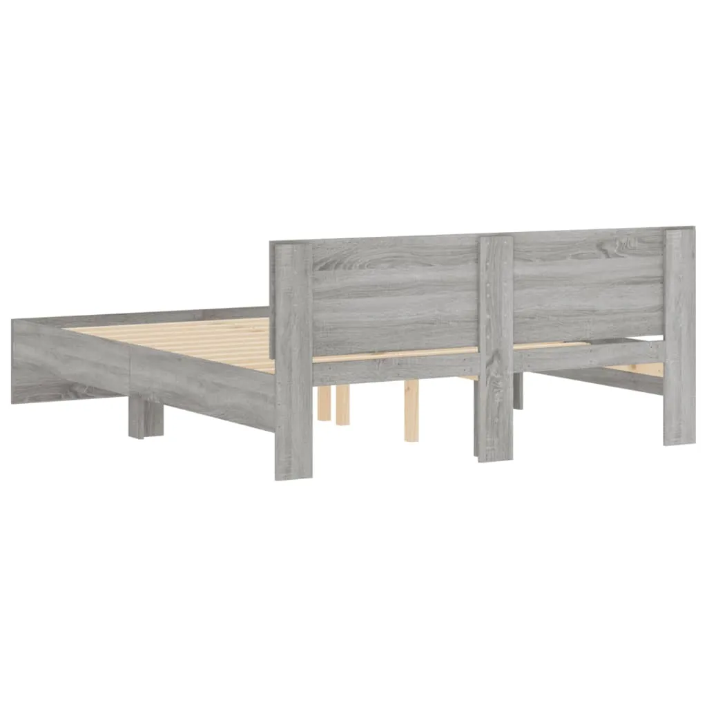 Bed Frame with Headboard Grey Sonoma 140x190 cm