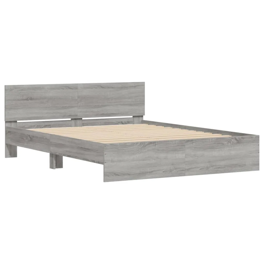 Bed Frame with Headboard Grey Sonoma 140x200 cm