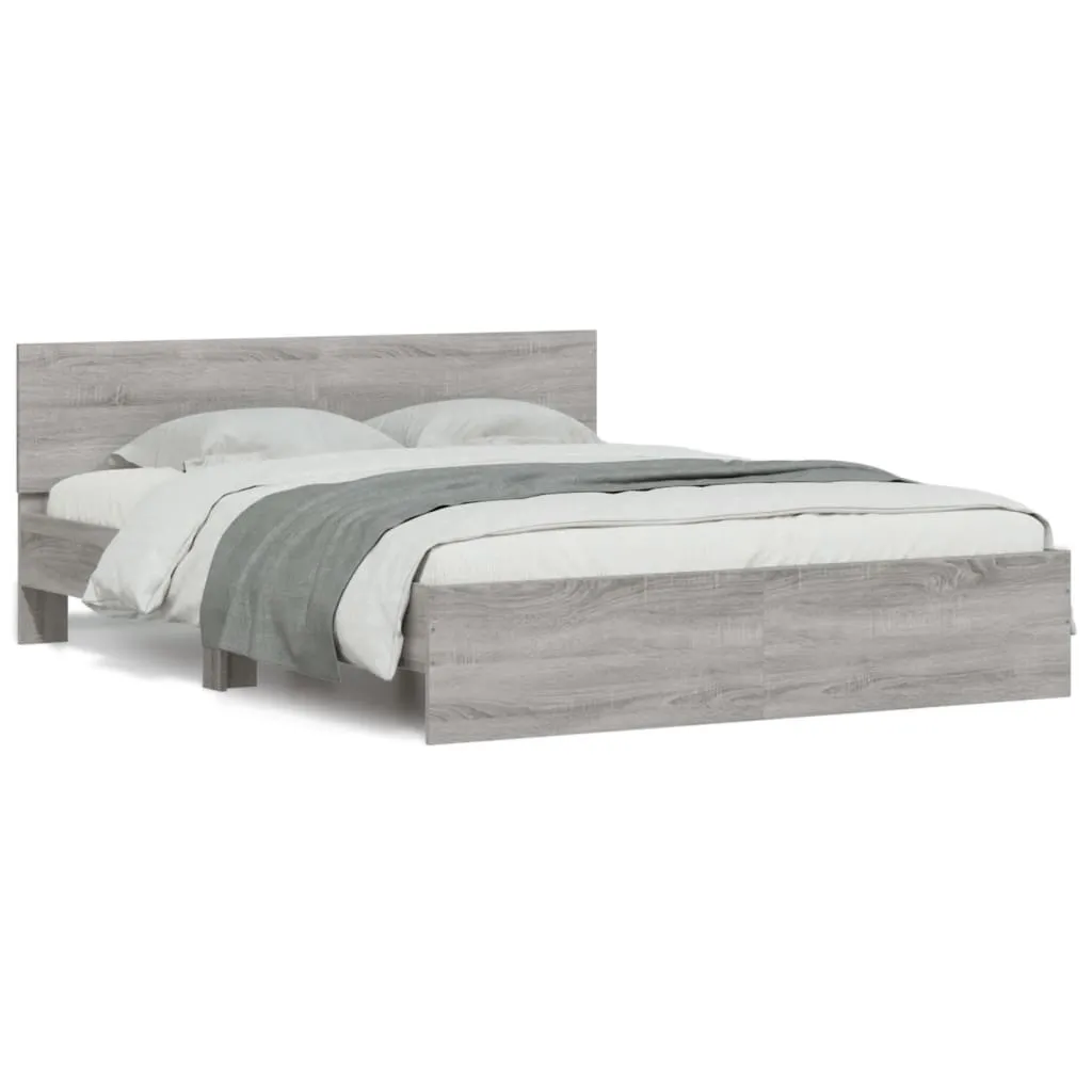 Bed Frame with Headboard Grey Sonoma 140x200 cm