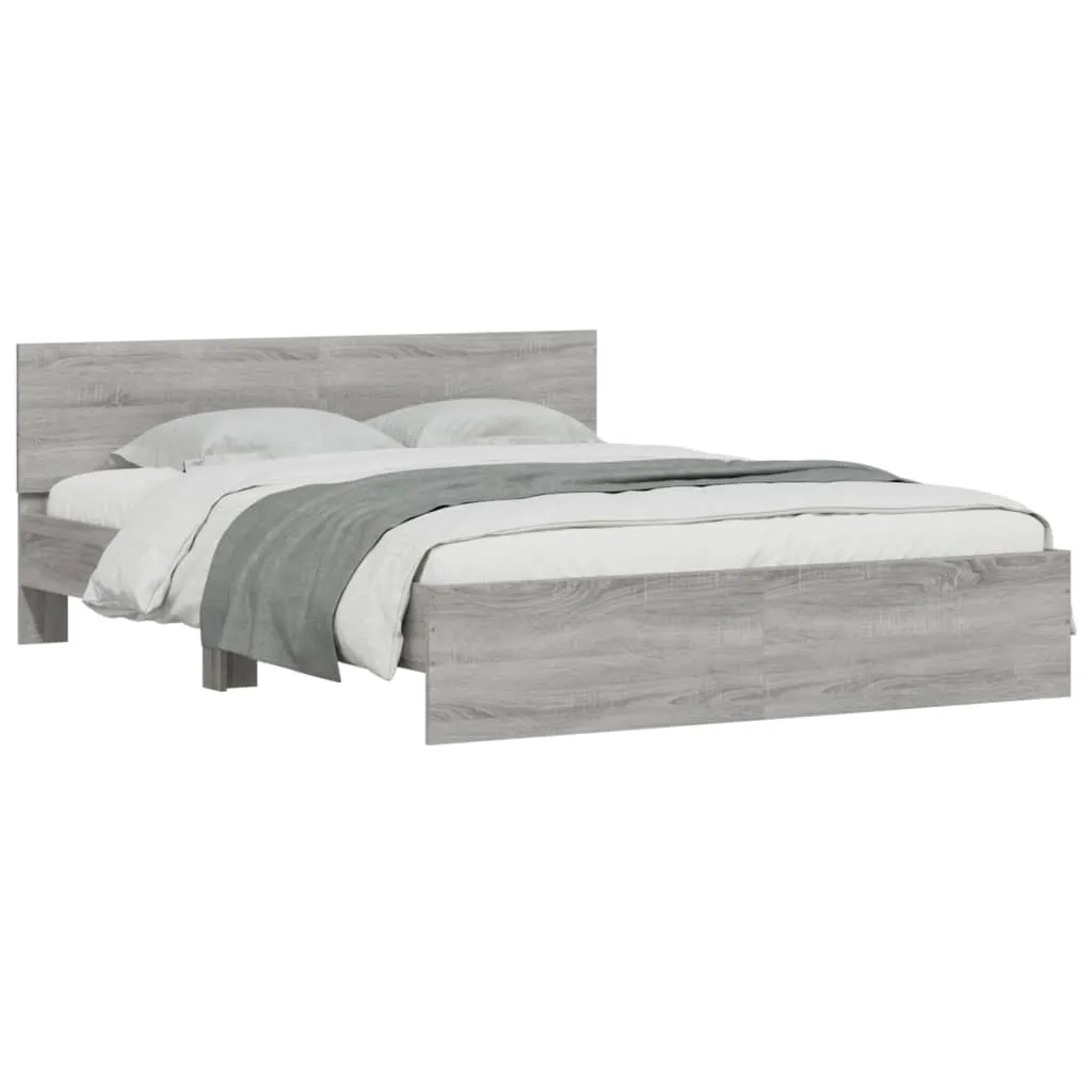 Bed Frame with Headboard Grey Sonoma 140x200 cm