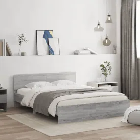 Bed Frame with Headboard Grey Sonoma 140x200 cm