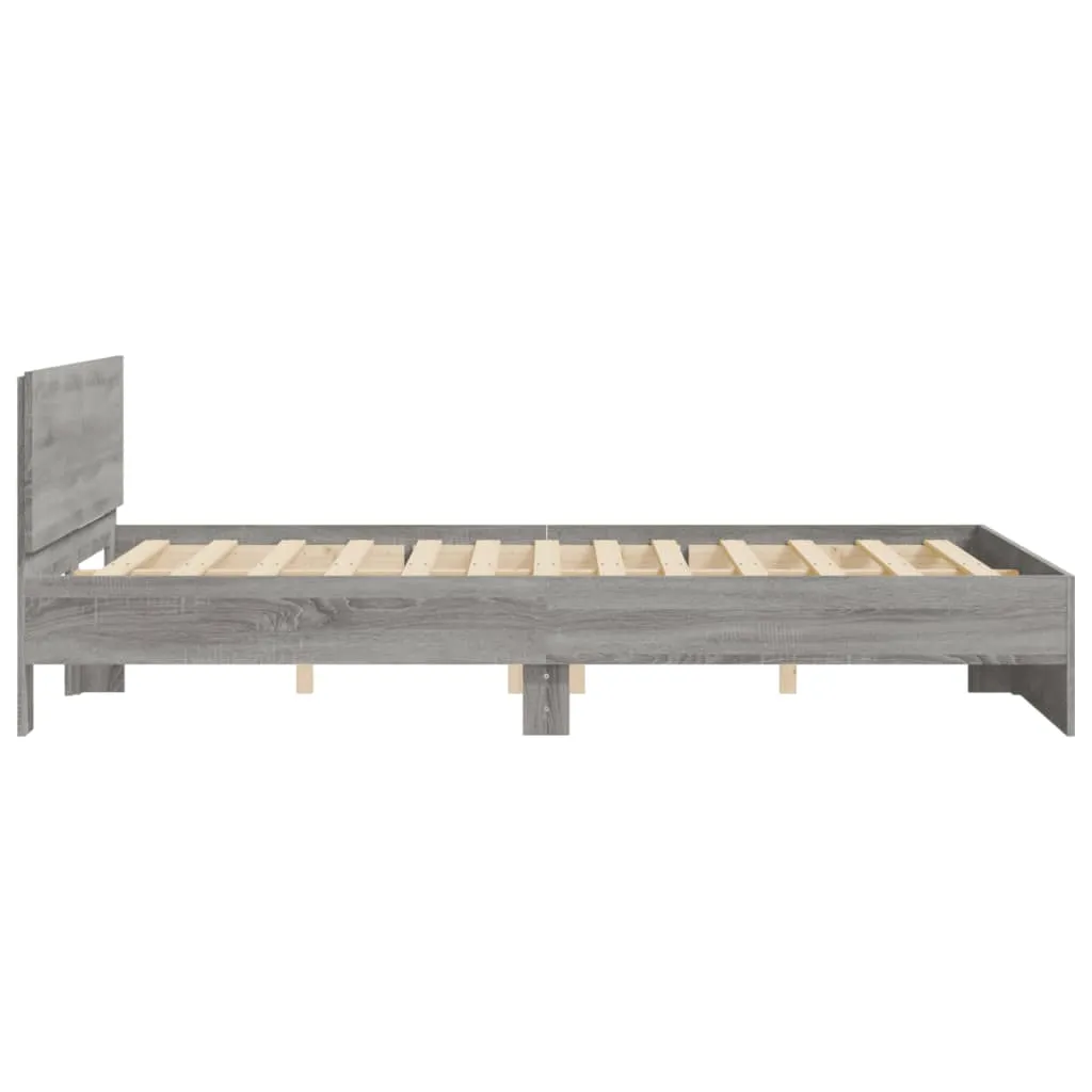 Bed Frame with Headboard Grey Sonoma 140x200 cm