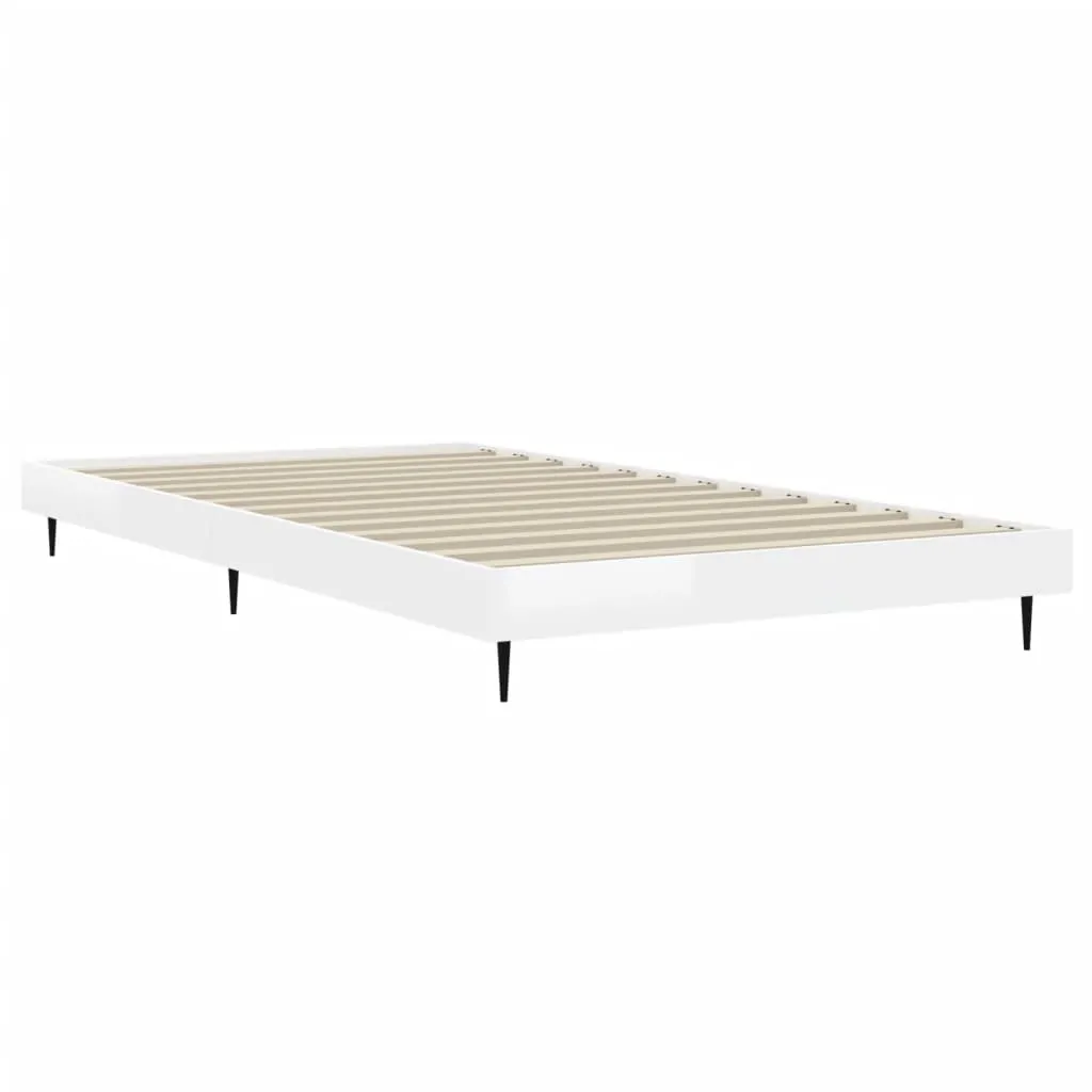 Bed Frame without Mattress High Gloss White 100x200 cm