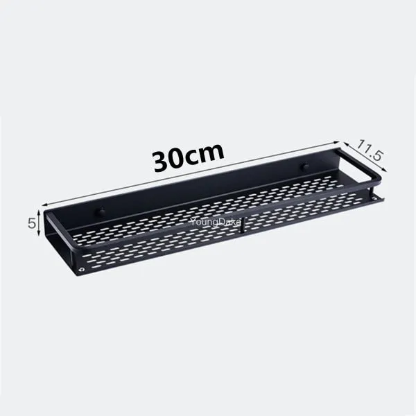 Black Bathroom Shelf Space Aluminum Shower Basket Corner Shelves Bathroom Shampoo Holder Kitchen Storage Rack Accessories