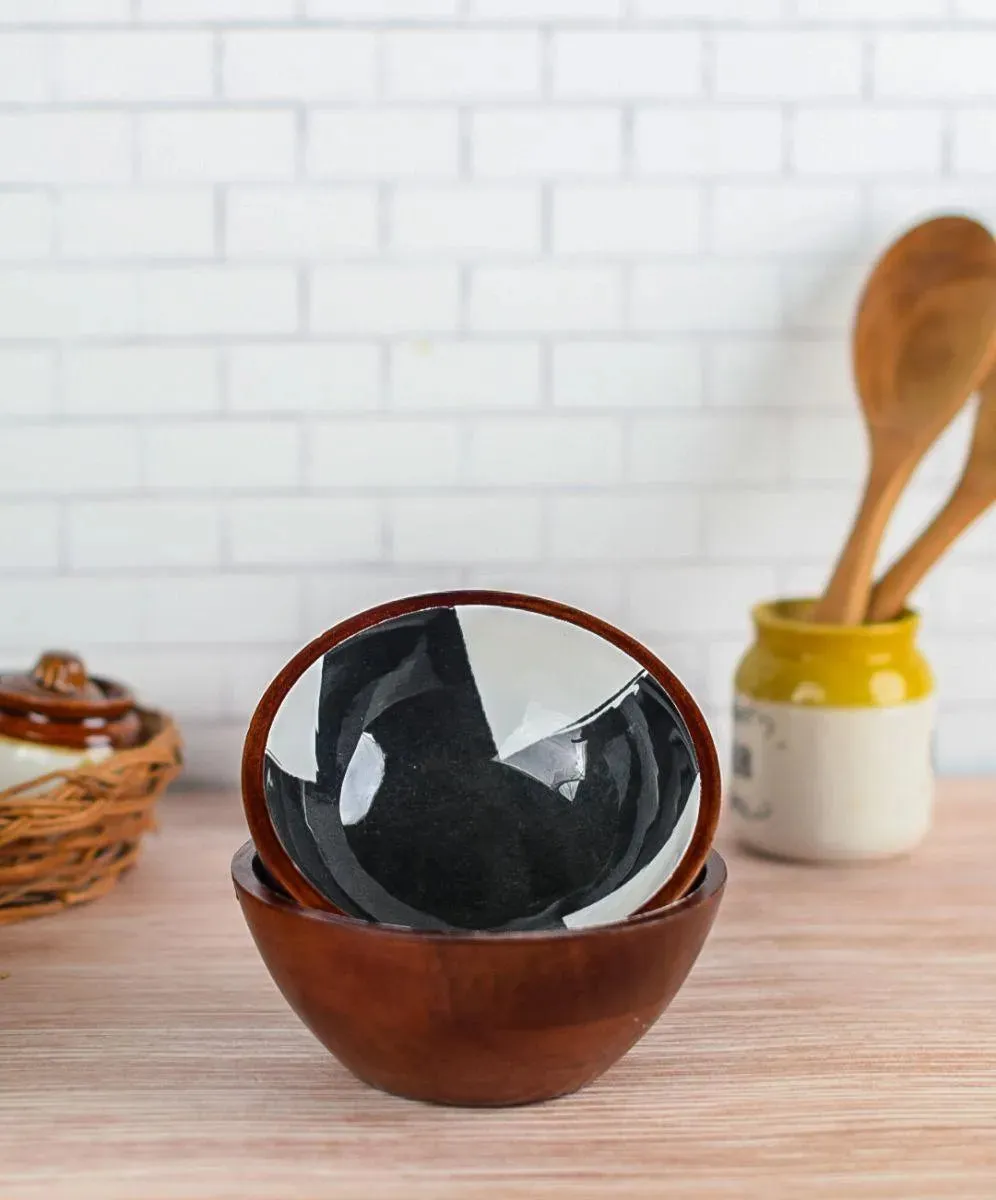 Black Brush Wooden Dip Bowl | 6 x 3 inches