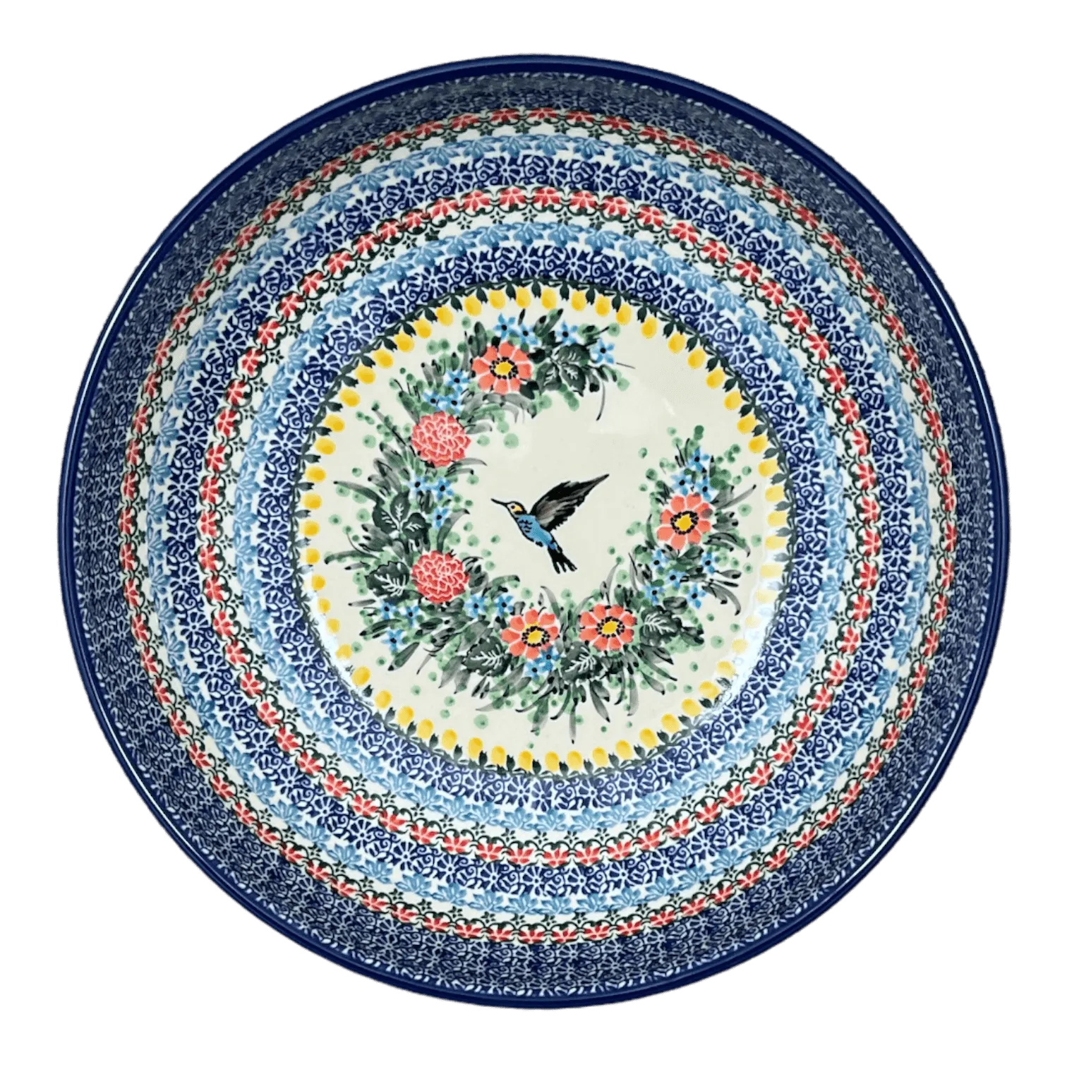 Bowl, Round, Serving, 10.5" in "Hummingbird Bouquet" by Ceramika Artystyczna | AC36-U3357