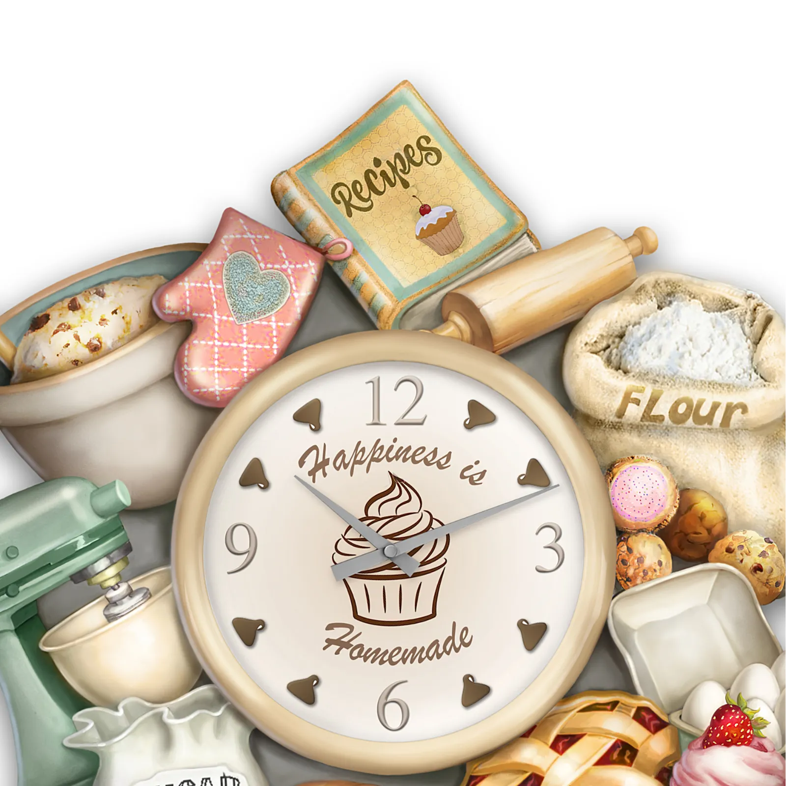 Bradford Exchange Homemade Happiness Wall Clock Celebrates The Joy Of Baking