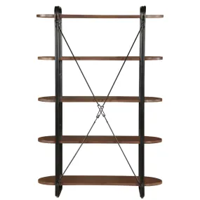 Chitra Wooden & Metal Industrial 5 Tier Ladder Bookshelf or Bookcase