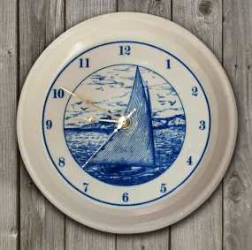 CLOCK - In-Glaze Decal - Cat Boat