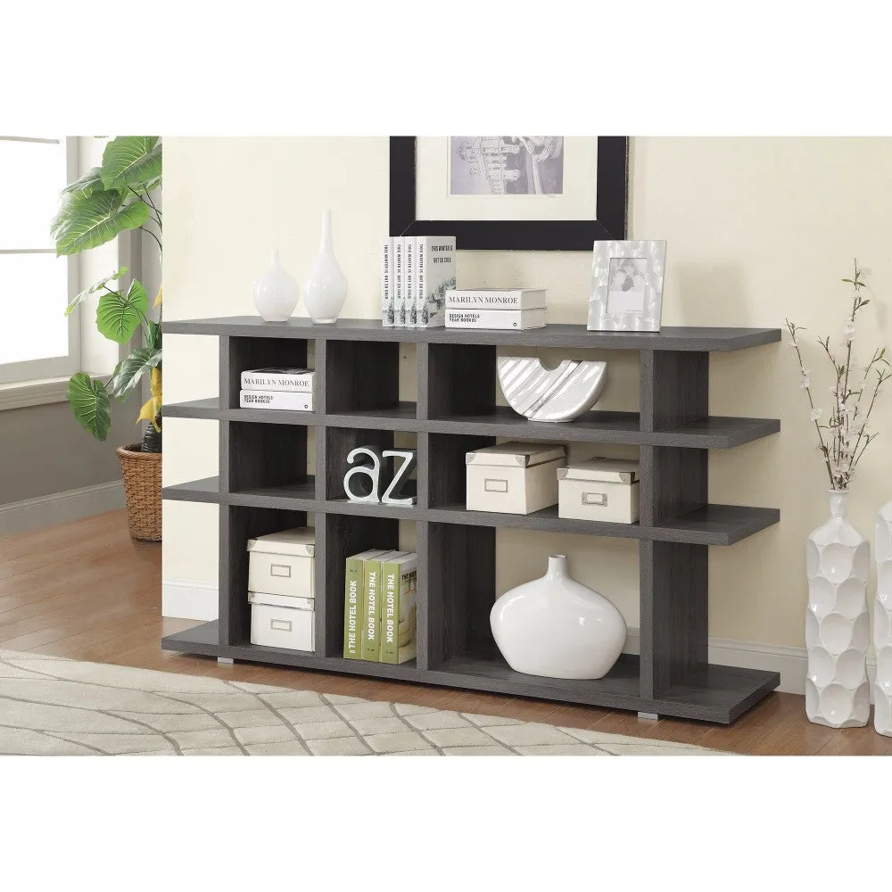 Contemporary Wooden Bookcase, Gray By Benzara