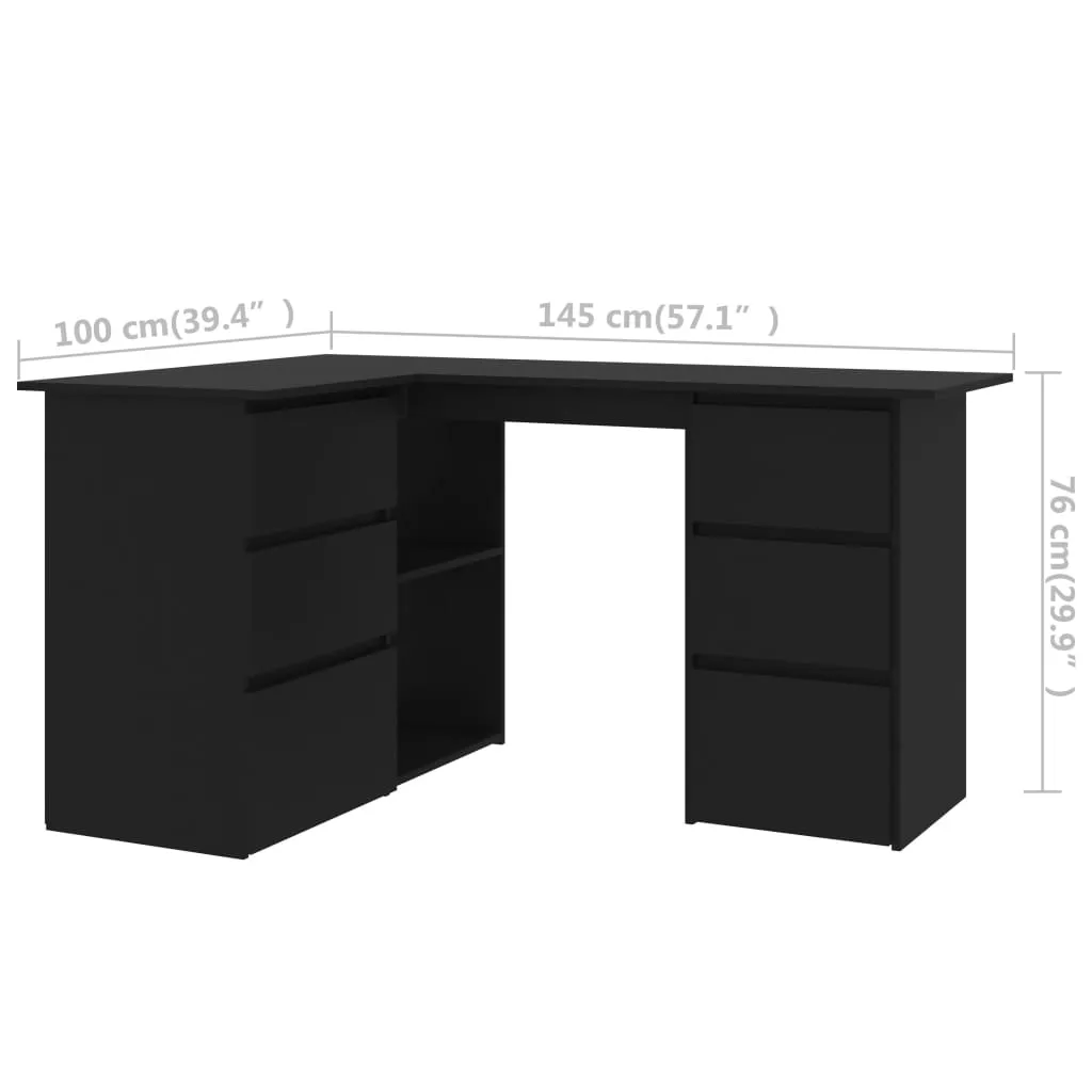 Corner Desk Black 145x100x76 cm Chipboard