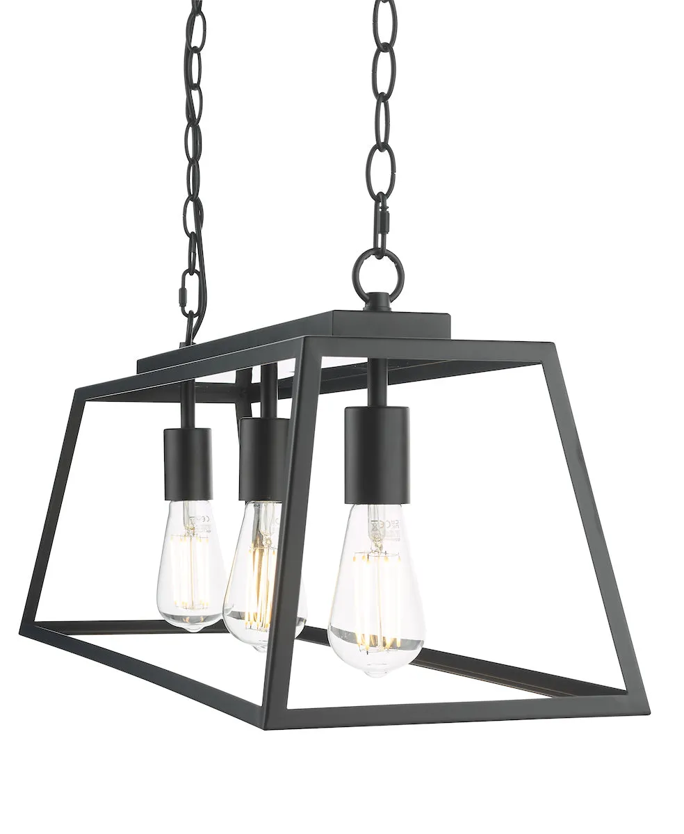 Dar Claudia 3 Light Bar Pendant Matt Black