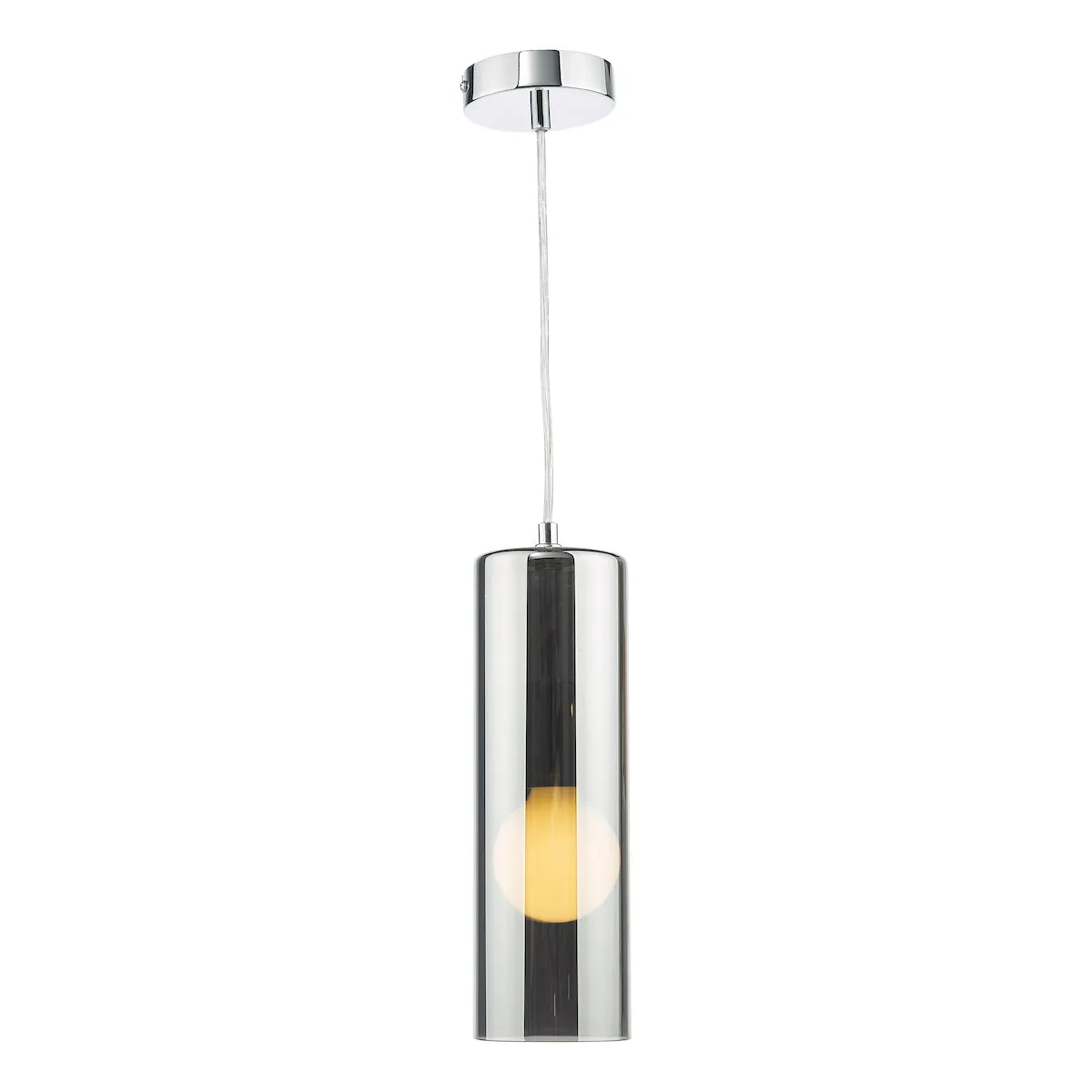 Dar Diaz Pendant Smoked Glass and Polished Chrome