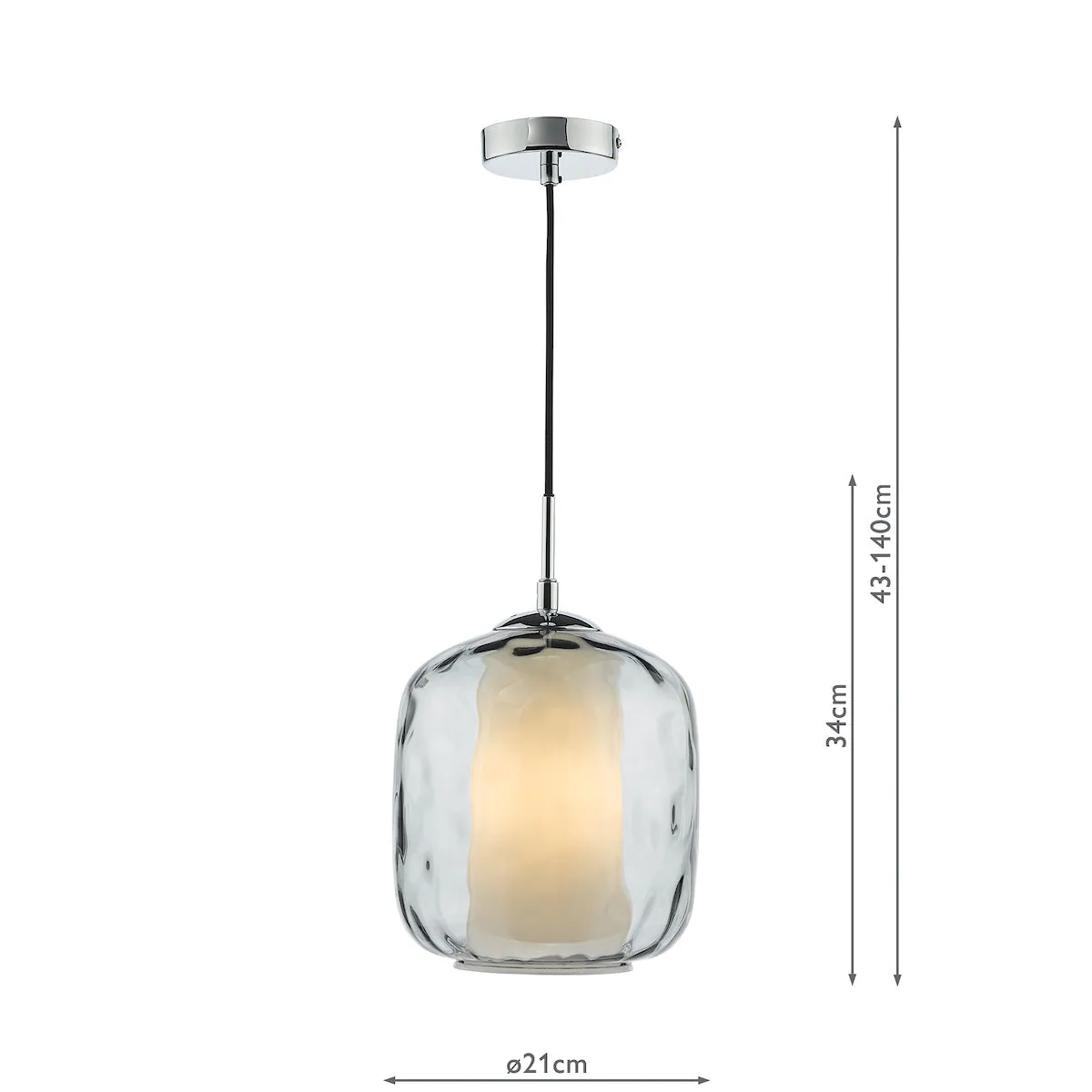 Dar Majella Pendant Polished Chrome and Smoked Glass