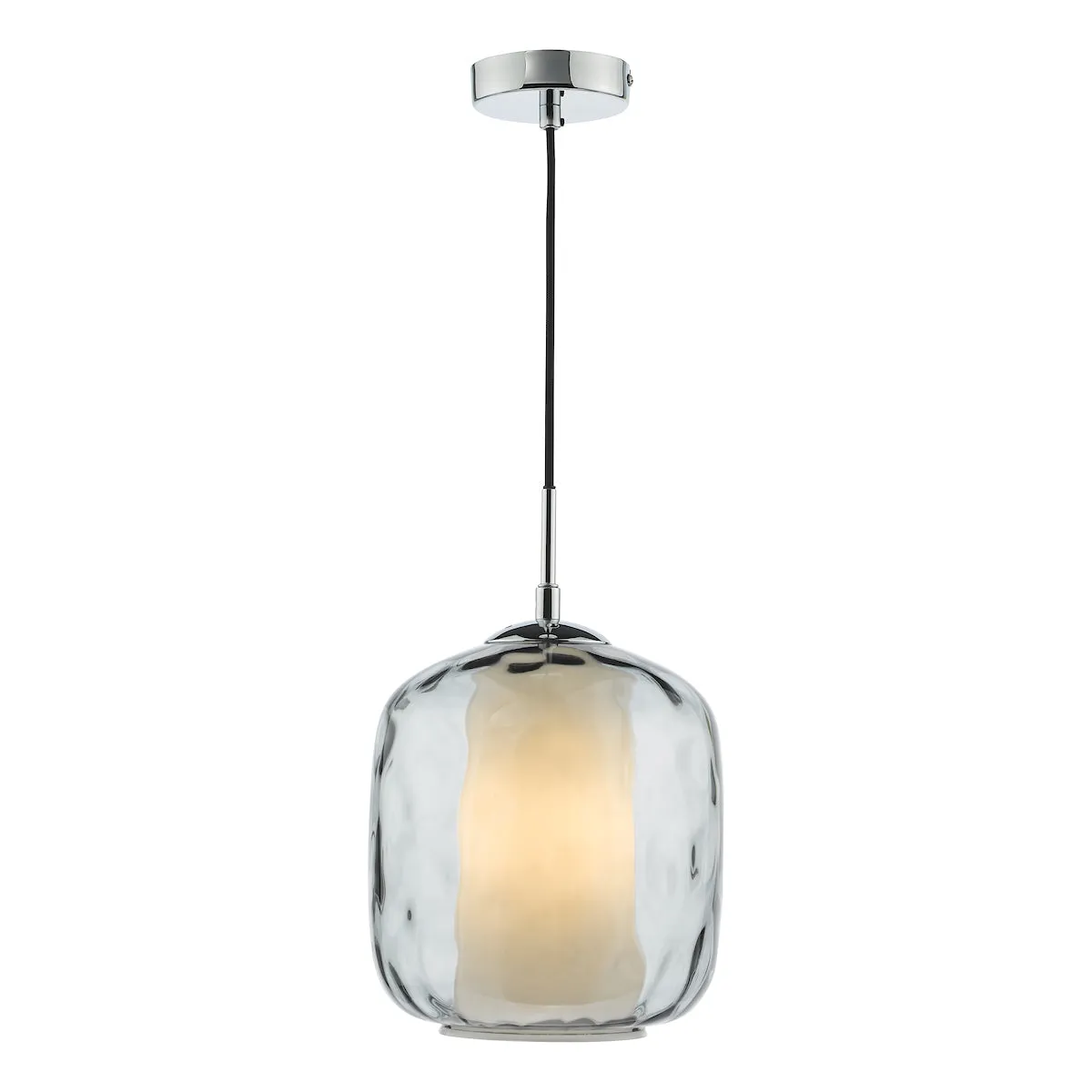 Dar Majella Pendant Polished Chrome and Smoked Glass