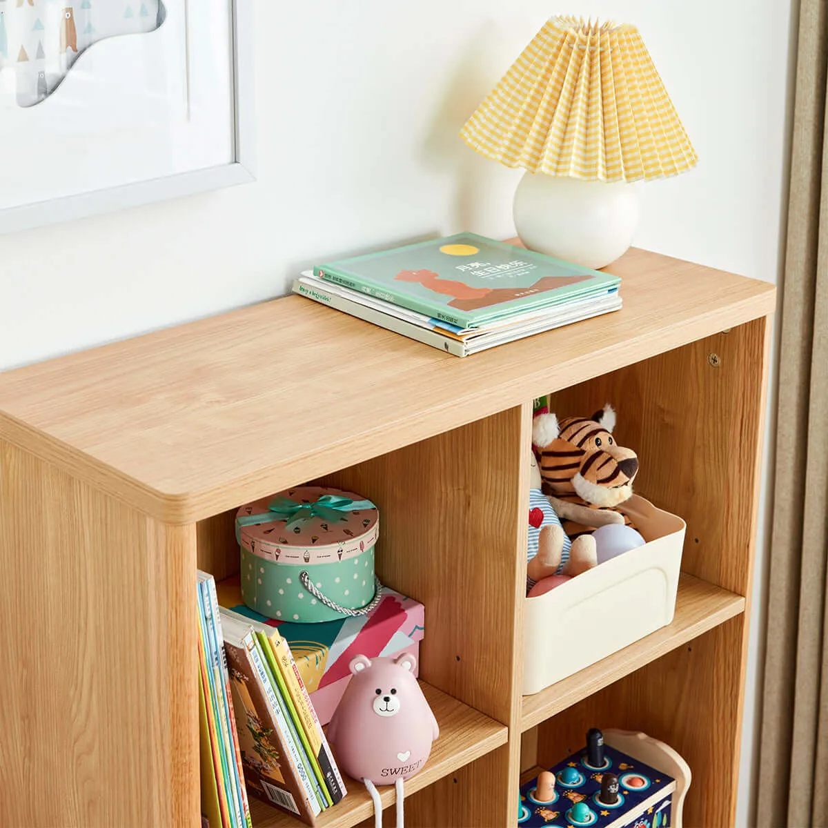 Dear Bear Kids Oak Storage Bookshelf