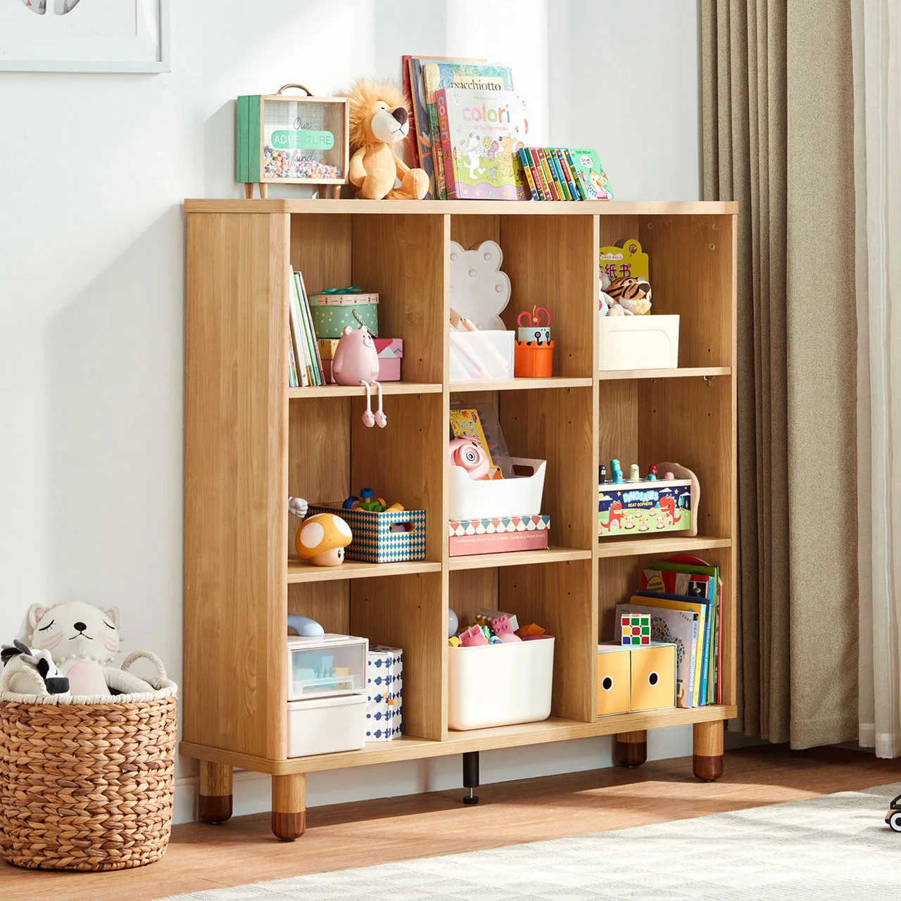 Dear Bear Kids Oak Storage Bookshelf