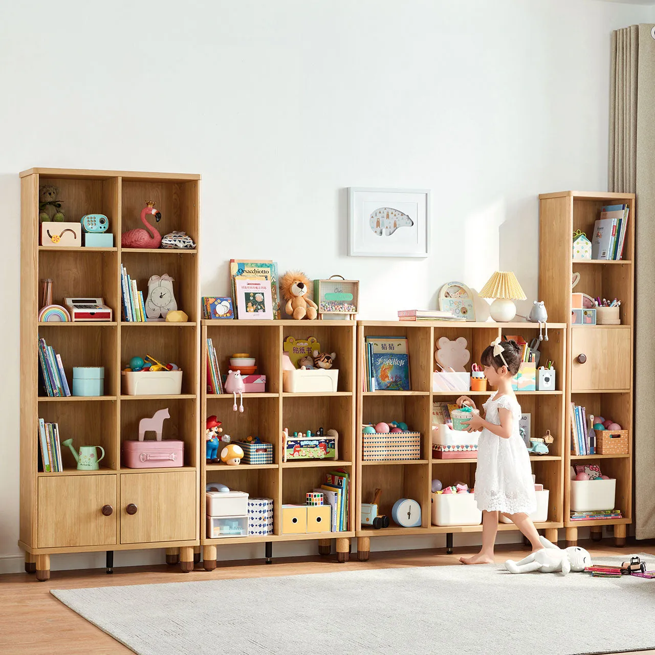 Dear Bear Kids Oak Storage Bookshelf