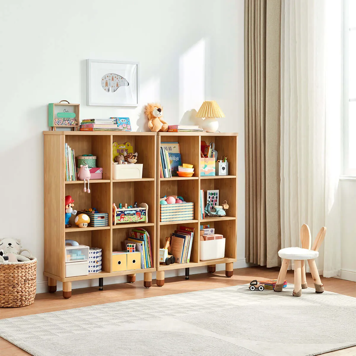 Dear Bear Kids Oak Storage Bookshelf