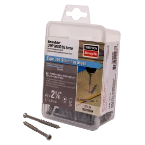 Deck-Drive DWP WOOD SS Screw - #7 x 2-1/4 in. T-15, Trim Head, Type 316 (86-Qty) (Pack of 5)