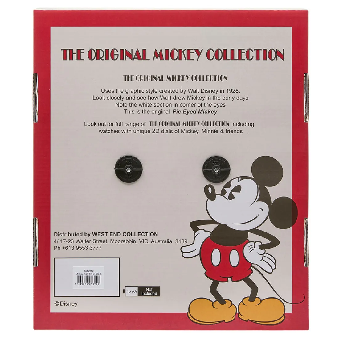 Disney Mickey Mouse 30cm Wall Clock - Black