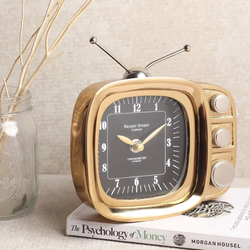 Dura Vintage TV Table Clock - Gold