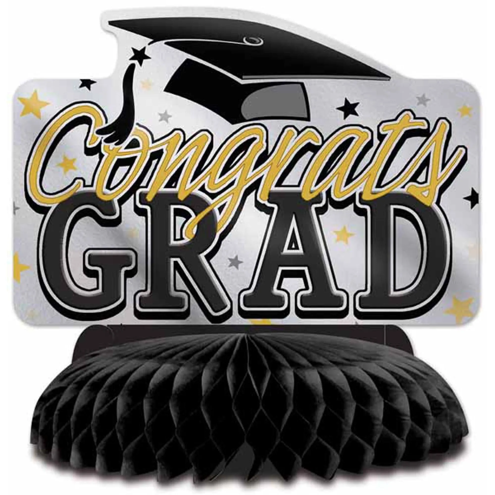 Elegant Black and Gold Graduation Centerpiece (3/Pk)