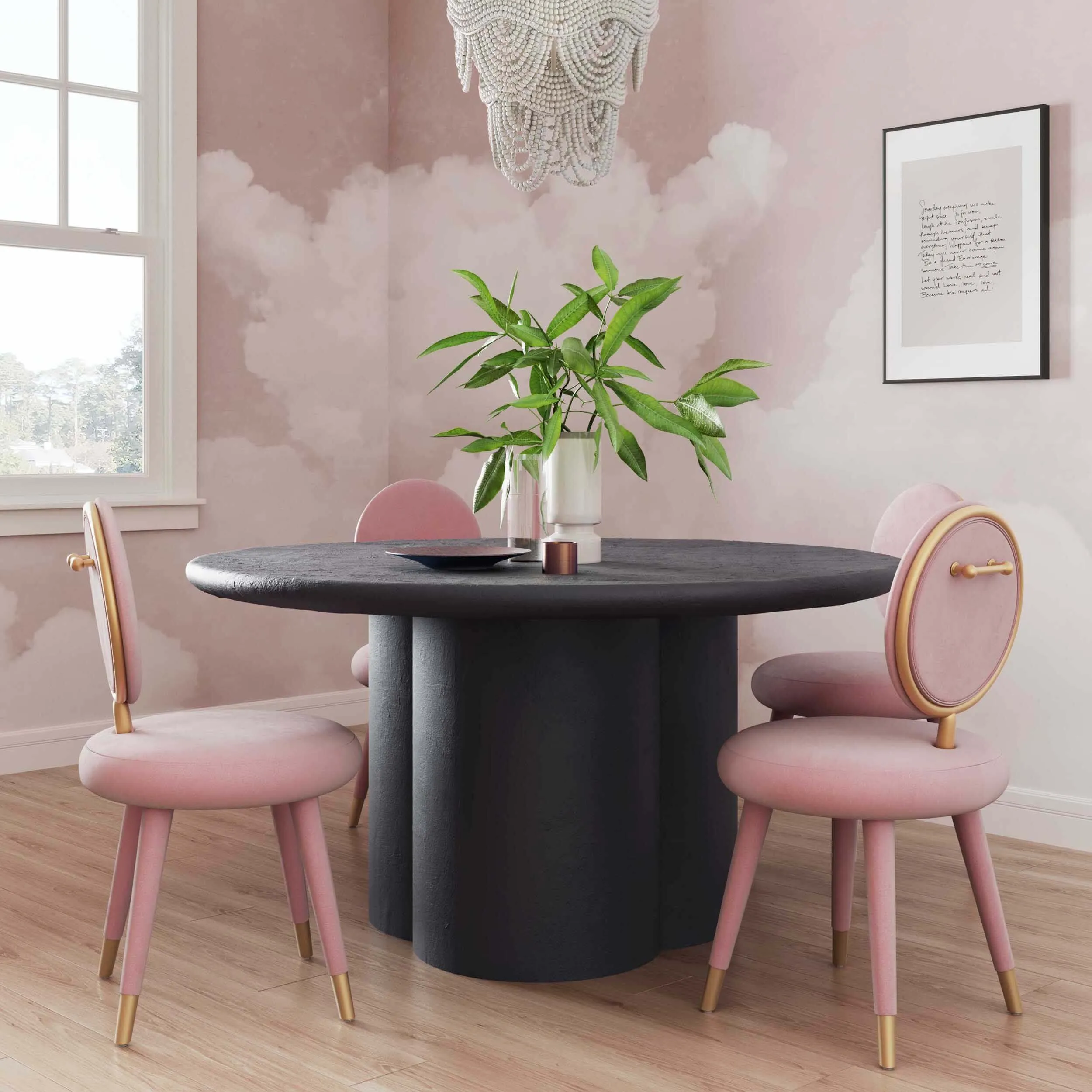 Elika Round Dining Table, Black