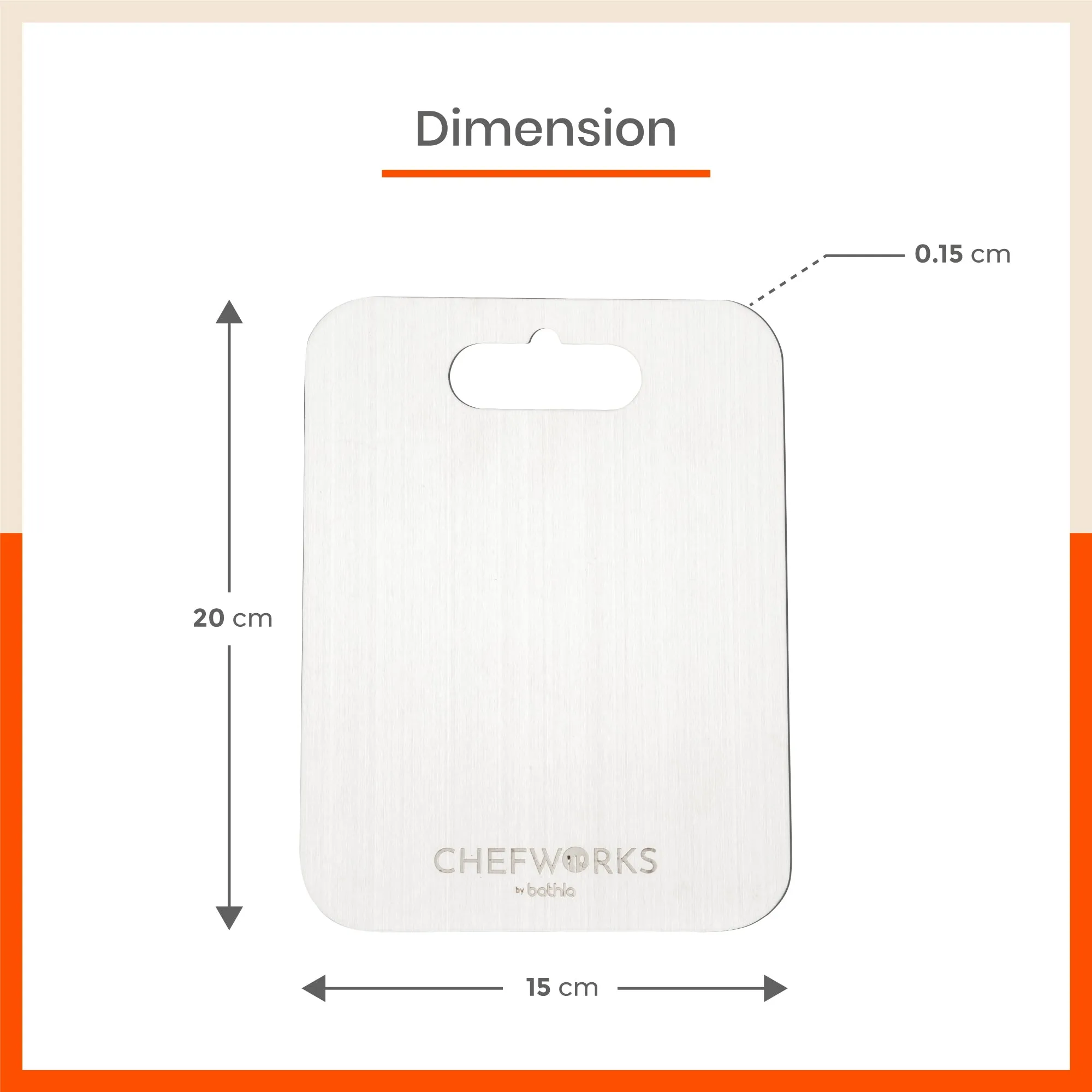 ENOX Stainless Steel Chopping Board | Small For Home (Size: 150mm x 200mm, Thickness: 1.5mm)