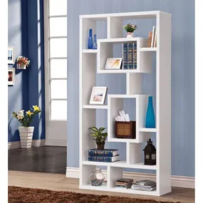 Fantastic Geometric Cubed Rectangular Bookcase, White  By Benzara