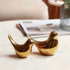 Golden Songbirds Showpieces | Set of 2