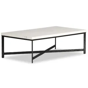 Hammered Iron Coffee Table, White Marble/Hammered Black