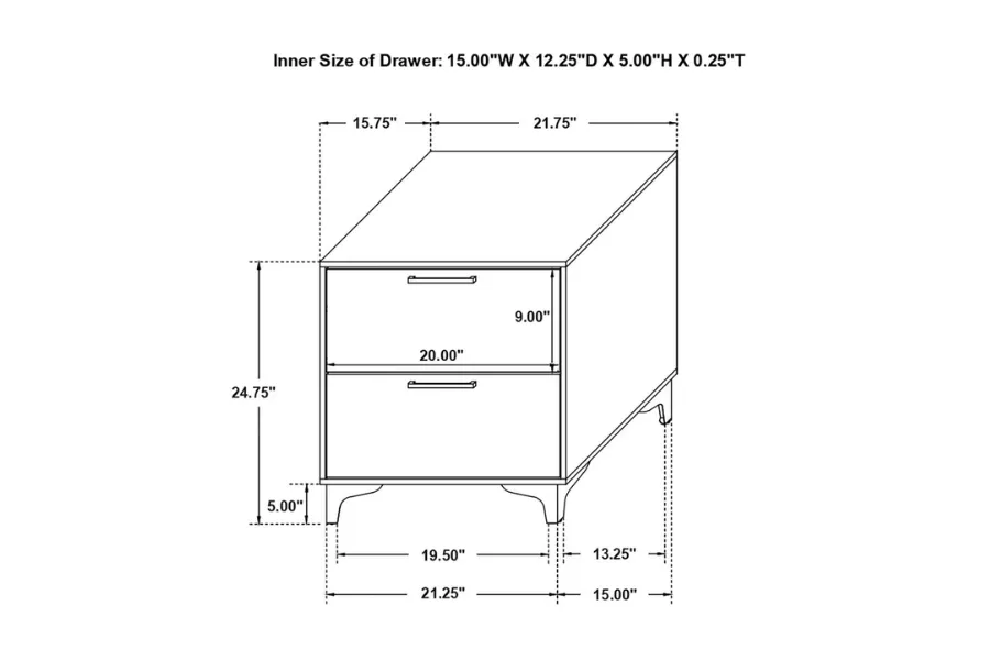 Kendall 2-drawer Nightstand White 224402