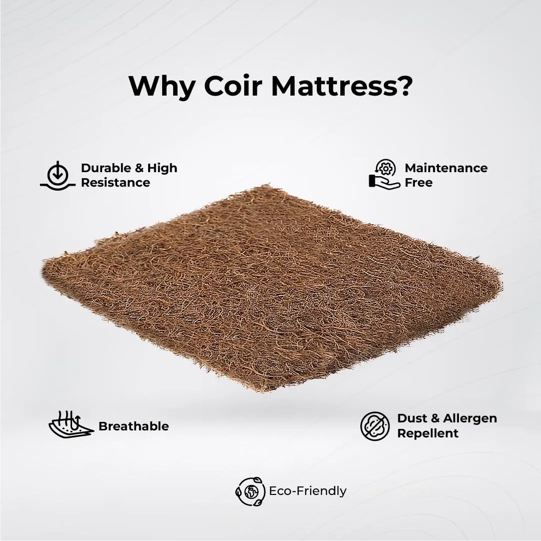 Kurlon Rutile Mattress | Natural Coir Mattress | Breathable | Medium Firm Support | Natural Cooling | PU Quilted | Durable | King Size | 78x72x6 | 5 Yrs Warranty