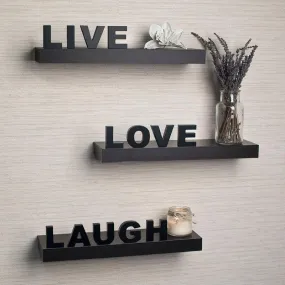 Live Love Laugh Wall Shelf - Black