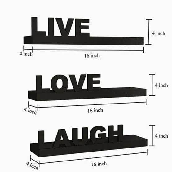 Live Love Laugh Wall Shelf - Black