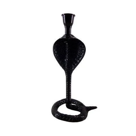 Matte Black Iron Snake Taper Candlestick Holder