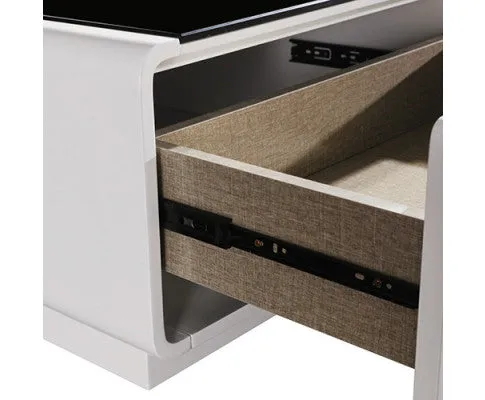 Metro Coffee Table Black Glass & White Painting