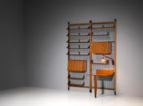 Mid-Century Modern Italian Adjustable Wall Unit with Shelves and Cabinets