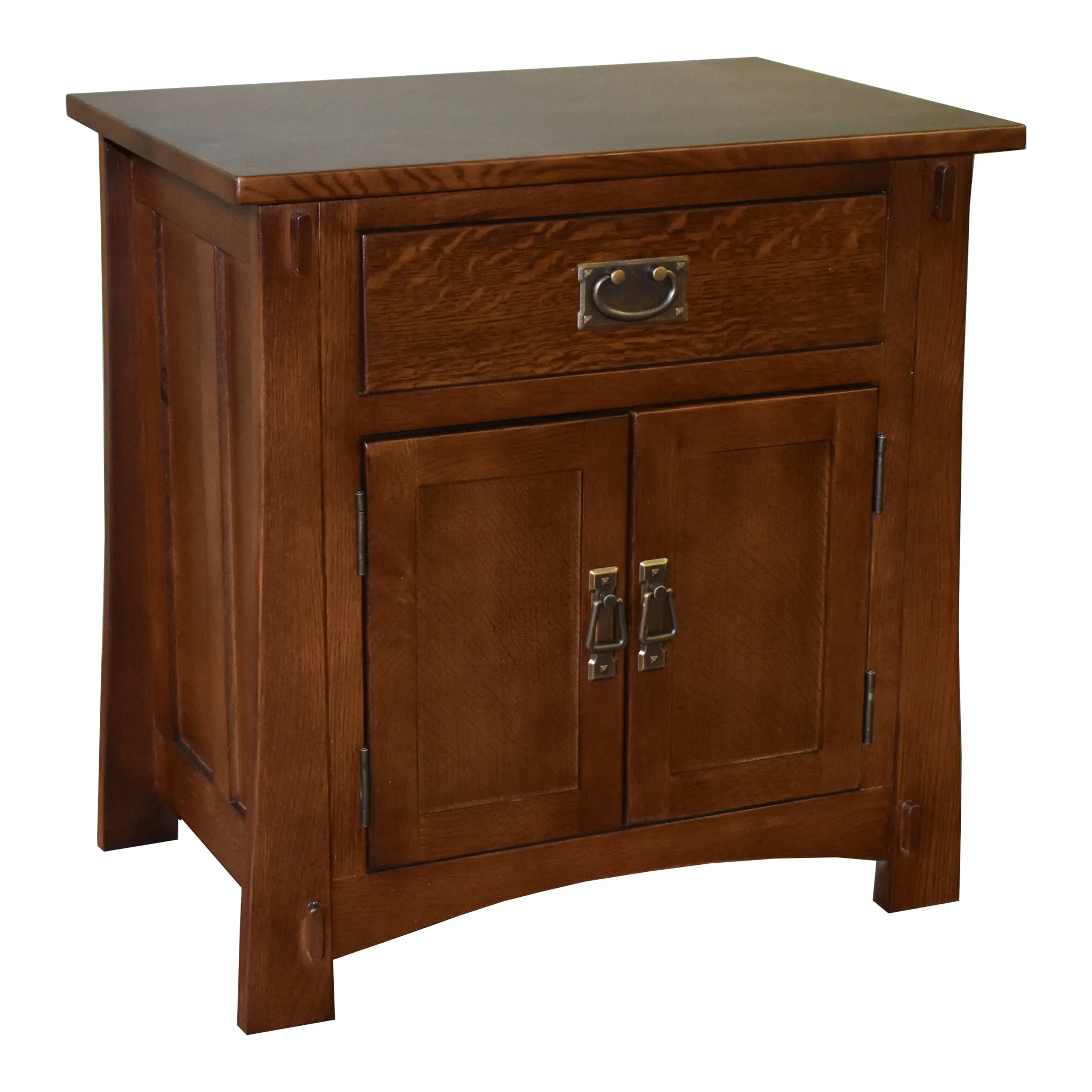 Mission Style Solid Oak Nightstand Model A3 - Walnut Stain